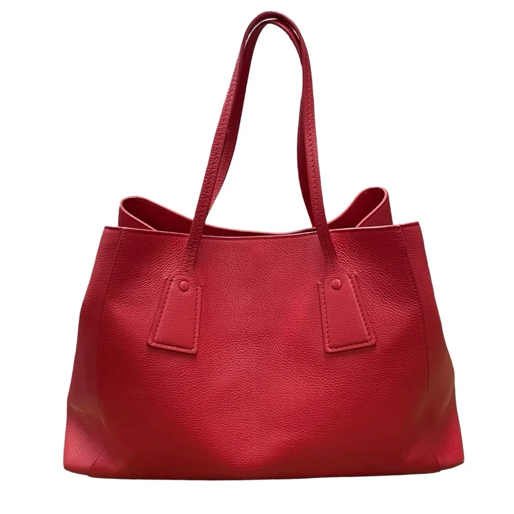 Rare Giorgio Armani Red Pebbled Leather Tote Le Sac 11 - Picture 5 of 10